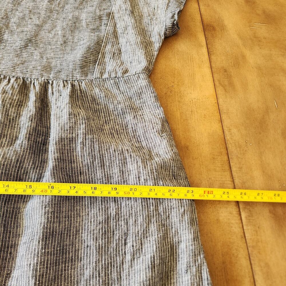 Garnet Hill Linen Dress Women's M Black White Stripe Beach Summer Vacation Boho - Picture 15 of 16